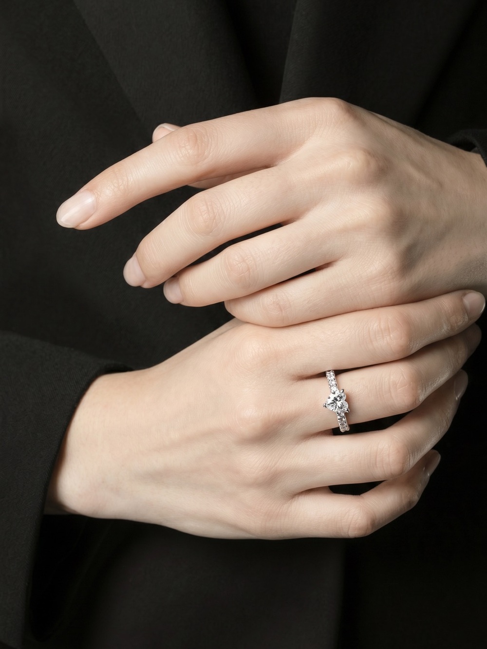 Sterling Silver Solitaire Moissanite ring  - White